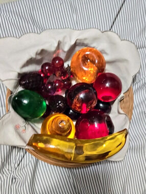 Colorful Lucite Fruit Decor in Yellow & Red